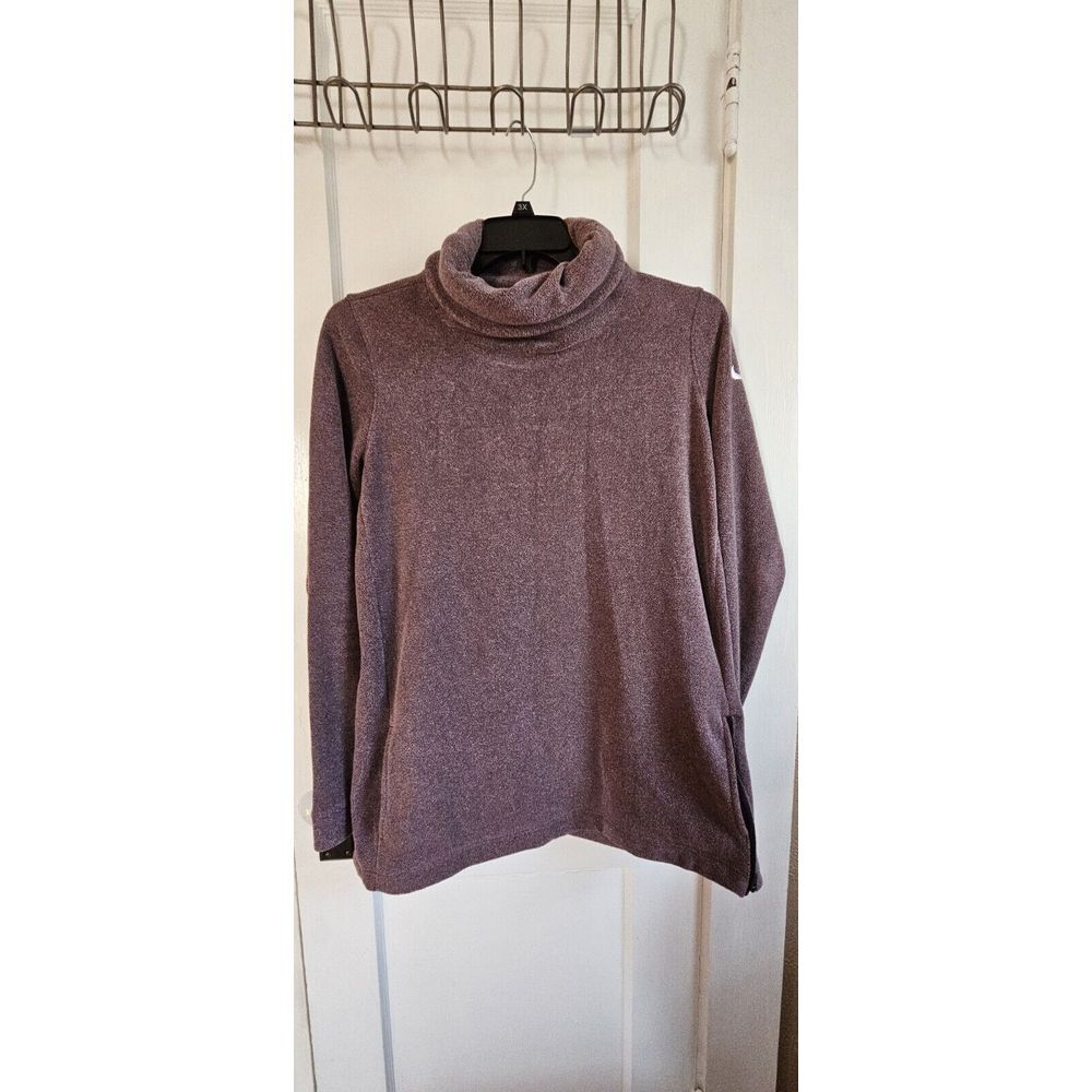 Nike Dry fit purple turtleneck heavy weight fleece pullover sweater Women Large